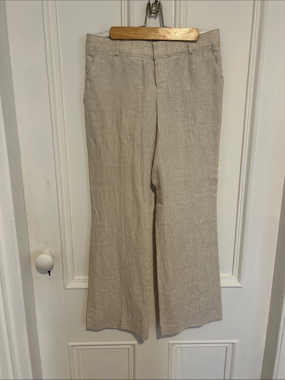 Banana Republic Linen Wide-Leg Trousers in Light Beige